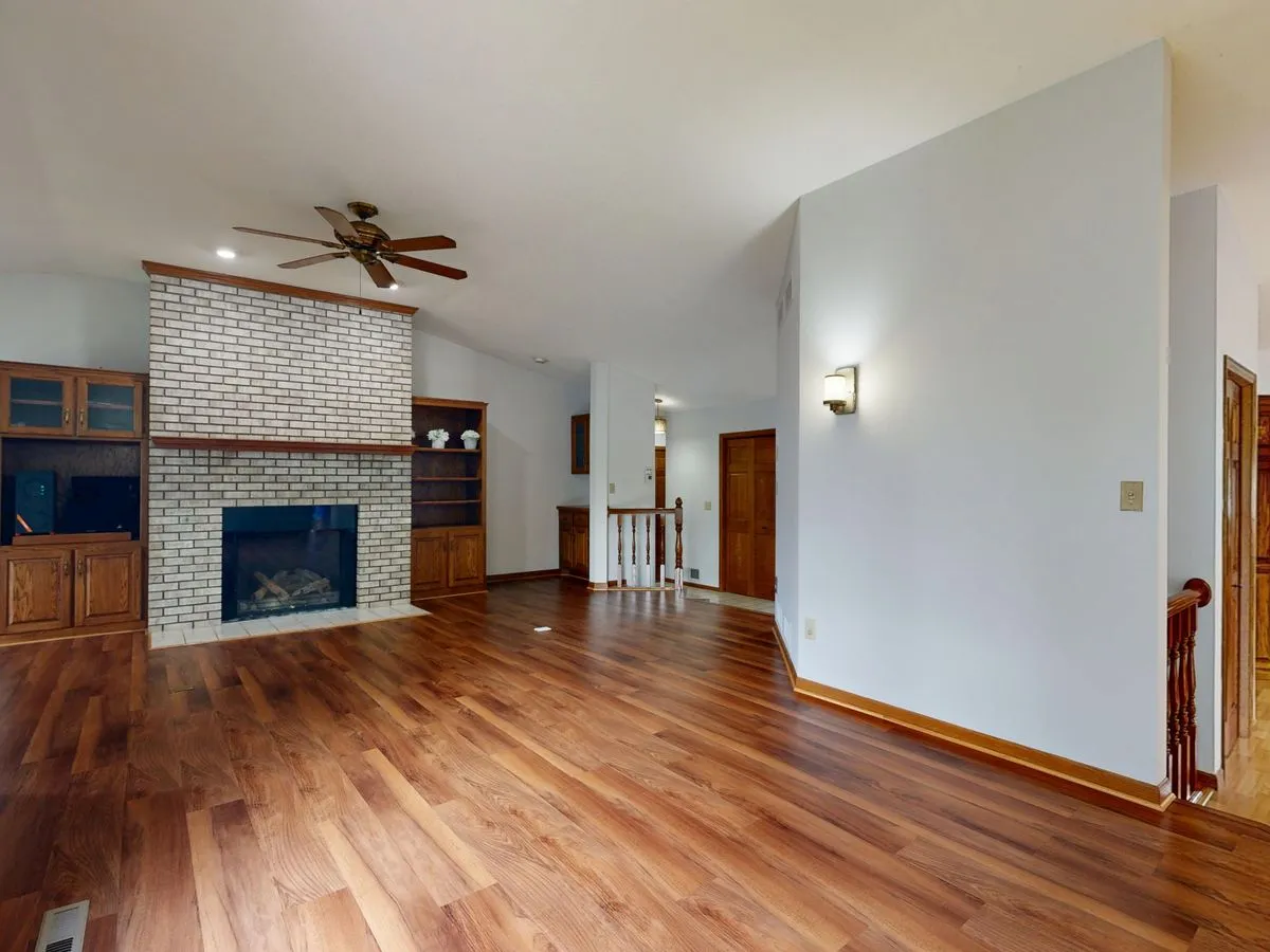 Living room with a rich timber floor